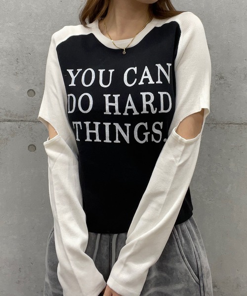 ROGER AND RAW(ロジャーアンドロウ)の「袖カットアウトラグラン長袖トップス(Tシャツ/カットソー・レディース・ベージュ/パープル/ホワイト/ピンク/ブラック・FREE)」の9枚目の写真