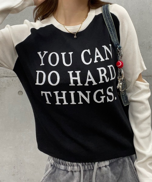 ROGER AND RAW(ロジャーアンドロウ)の「袖カットアウトラグラン長袖トップス(Tシャツ/カットソー・レディース・ベージュ/パープル/ホワイト/ピンク/ブラック・FREE)」の11枚目の写真