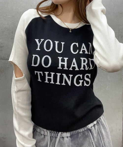 ROGER AND RAW(ロジャーアンドロウ)の「袖カットアウトラグラン長袖トップス(Tシャツ/カットソー・レディース・ベージュ/パープル/ホワイト/ピンク/ブラック・FREE)」の14枚目の写真