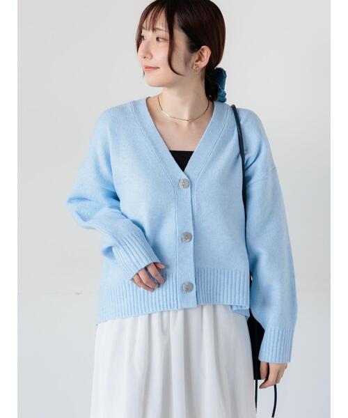 Te chichi TERRASSE（テチチテラス）の「起毛ジャカードVネックショートカーディガン（カーディガン/ボレロ・レディース・サックスブルー/グレー/ピンク/パープル・F）」の3枚目の写真