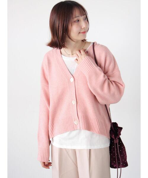 Te chichi TERRASSE（テチチテラス）の「起毛ジャカードVネックショートカーディガン（カーディガン/ボレロ・レディース・サックスブルー/グレー/ピンク/パープル・F）」の7枚目の写真