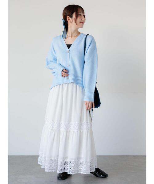 Te chichi TERRASSE（テチチテラス）の「起毛ジャカードVネックショートカーディガン（カーディガン/ボレロ・レディース・サックスブルー/グレー/ピンク/パープル・F）」の8枚目の写真