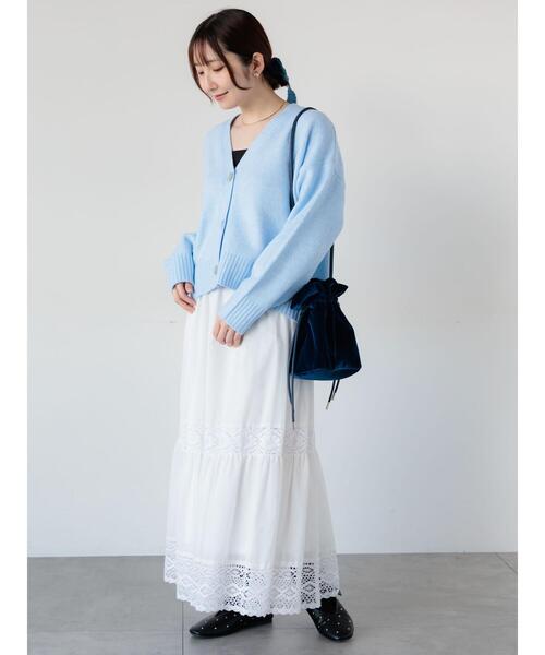 Te chichi TERRASSE（テチチテラス）の「起毛ジャカードVネックショートカーディガン（カーディガン/ボレロ・レディース・サックスブルー/グレー/ピンク/パープル・F）」の9枚目の写真