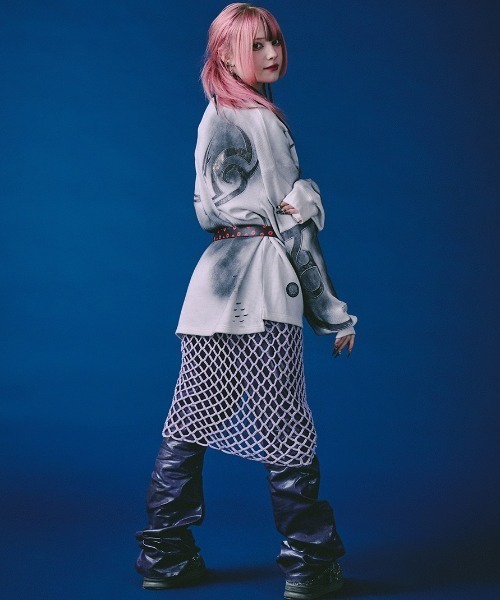 GALFY(ガルフィー)の「A'GEM/9 × .kom 『GALFY/ガルフィー』汚れ部族ワッフルロングTシャツ(Tシャツ/カットソー・メンズ・ホワイト/ブラック・L)」の3枚目の写真
