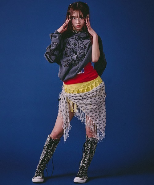 GALFY(ガルフィー)の「A'GEM/9 × .kom 『GALFY/ガルフィー』汚れ部族ワッフルロングTシャツ(Tシャツ/カットソー・メンズ・ホワイト/ブラック・L)」の4枚目の写真