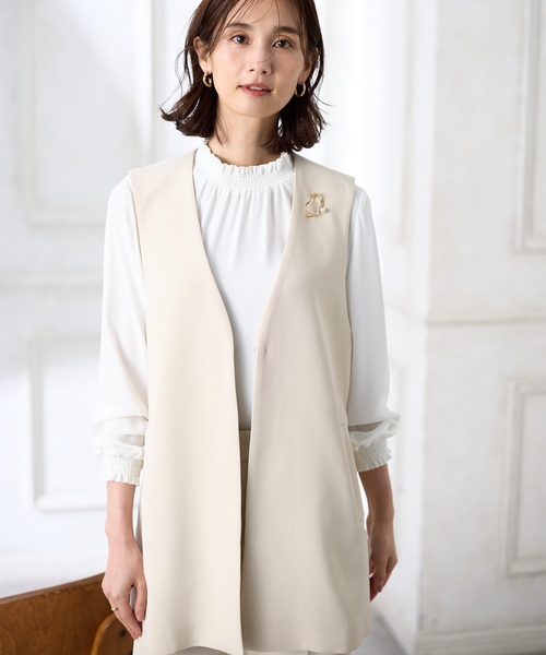 A/C DESIGN BY ALPHA CUBIC(エーシーデザインバイアルファキュービック)の「【セレモニー対応】Vネックジレジャケット【セットアップ可能・ポケットあり】(その他アウター・レディース・ネイビー/ベージュ・9号/11号)」の15枚目の写真