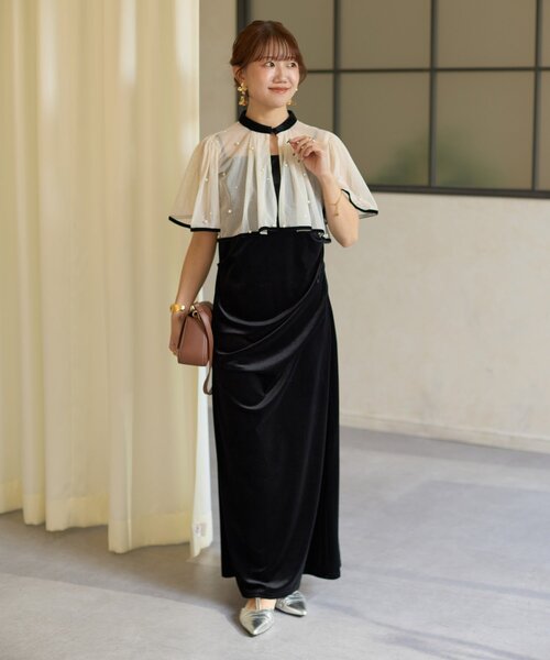 Thevon(ゼボン)の「【Yuna企画】ビジューボレロ×ベロアキャミワンピース(ワンピース・レディース・ブラック・S/M)」の2枚目の写真