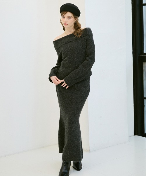 EIMY ISTOIRE（エイミーイストワール）の「ワンショルトップスマーメイドスカートニットセット（セットアップ・レディース・グレー/オフホワイト/ミント/ライトピンク・F）」の6枚目の写真