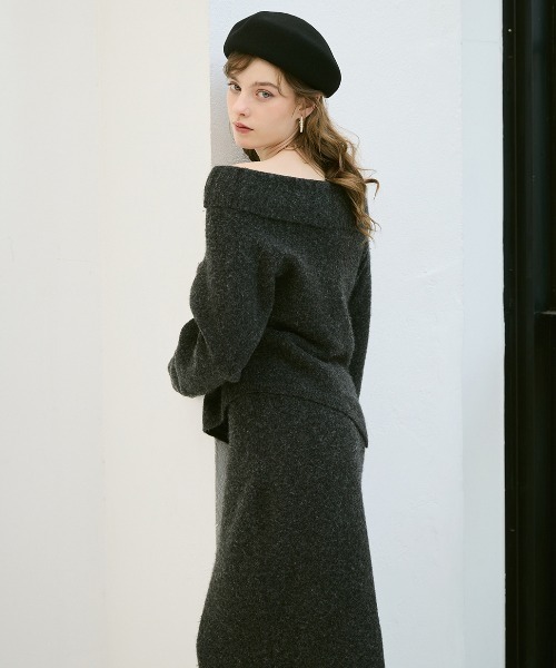 EIMY ISTOIRE（エイミーイストワール）の「ワンショルトップスマーメイドスカートニットセット（セットアップ・レディース・グレー/オフホワイト/ミント/ライトピンク・F）」の12枚目の写真