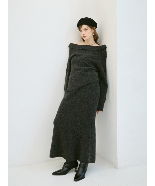 EIMY ISTOIRE（エイミーイストワール）の「ワンショルトップスマーメイドスカートニットセット（セットアップ・レディース・グレー/オフホワイト/ミント/ライトピンク・F）」の13枚目の写真