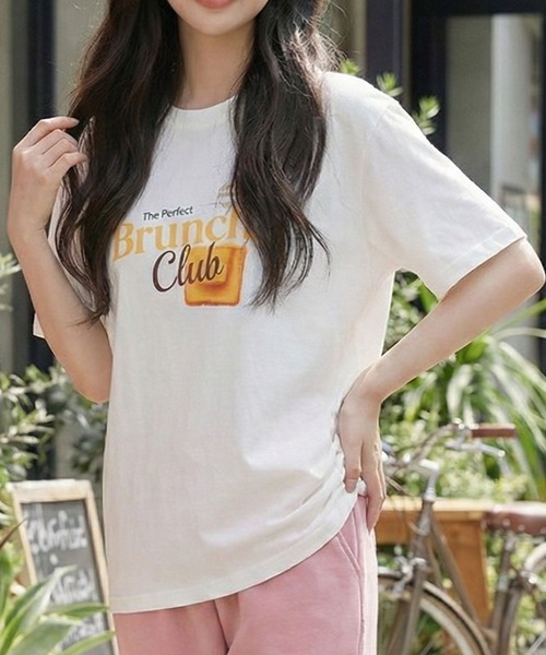 September SEOUL(セプテンバーソウル)の「トーストとバターグラフィックプリントTシャツ(Tシャツ/カットソー・レディース・ホワイト/ブルー・FREE)」の1枚目の写真
