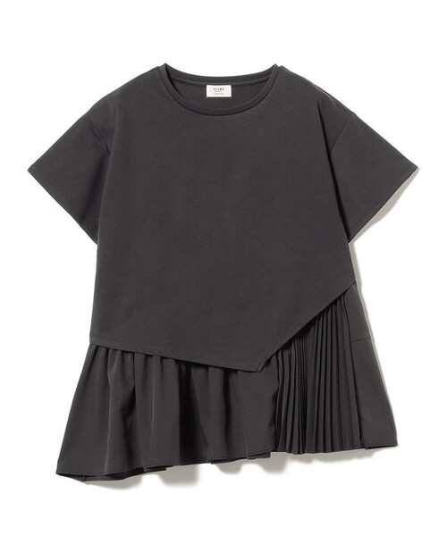 BEAMS HEART(ビームスハート)の「異素材 アシンメトリー プルオーバー(Tシャツ/カットソー・レディース・オフホワイト/チャコールグレー/ブルー・FREE)」の3枚目の写真