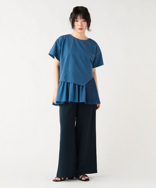 BEAMS HEART(ビームスハート)の「異素材 アシンメトリー プルオーバー(Tシャツ/カットソー・レディース・オフホワイト/チャコールグレー/ブルー・FREE)」の6枚目の写真