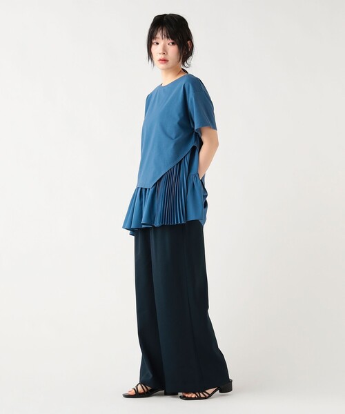 BEAMS HEART(ビームスハート)の「異素材 アシンメトリー プルオーバー(Tシャツ/カットソー・レディース・オフホワイト/チャコールグレー/ブルー・FREE)」の7枚目の写真