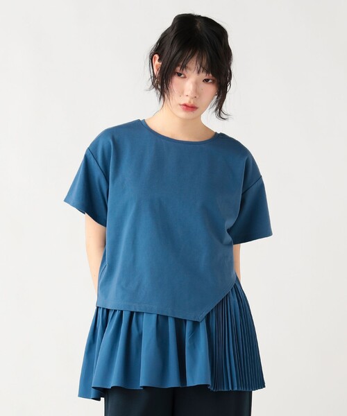 BEAMS HEART(ビームスハート)の「異素材 アシンメトリー プルオーバー(Tシャツ/カットソー・レディース・オフホワイト/チャコールグレー/ブルー・FREE)」の8枚目の写真