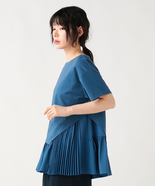 BEAMS HEART(ビームスハート)の「異素材 アシンメトリー プルオーバー(Tシャツ/カットソー・レディース・オフホワイト/チャコールグレー/ブルー・FREE)」の9枚目の写真