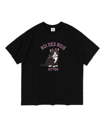 キトンキャットプリント半袖Tシャツ(ブラック)