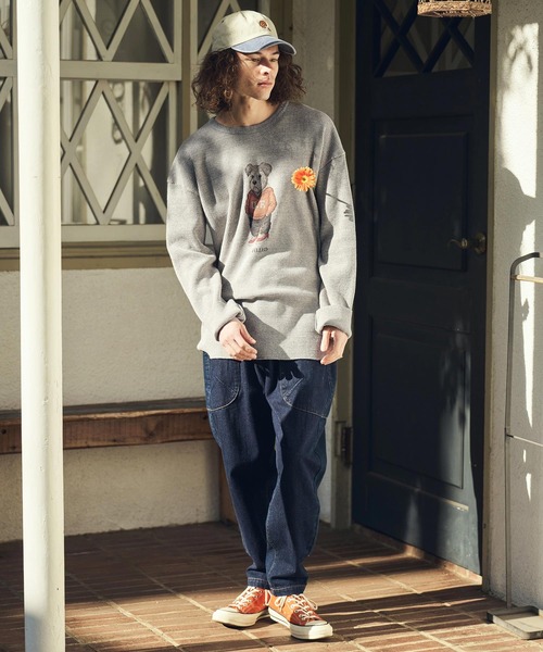 UN-FILLED(アンフィルド)の「mlt5571-UF DOG WAFFLE LONG SLEEVE T-shirt ロンT(シュナウザー)-着丈前後差無(SDUF-2604SNZ-L)(Tシャツ/カットソー・メンズ・アイボリー/グレー/ホワイト・ONE SIZE)」の9枚目の写真