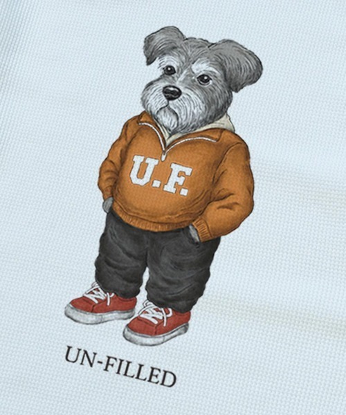 UN-FILLED(アンフィルド)の「mlt5571-UF DOG WAFFLE LONG SLEEVE T-shirt ロンT(シュナウザー)-着丈前後差無(SDUF-2604SNZ-L)(Tシャツ/カットソー・メンズ・アイボリー/グレー/ホワイト・ONE SIZE)」の11枚目の写真