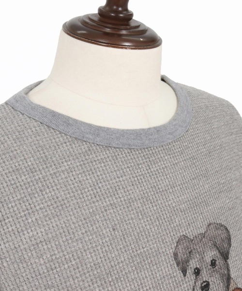 UN-FILLED(アンフィルド)の「mlt5571-UF DOG WAFFLE LONG SLEEVE T-shirt ロンT(シュナウザー)-着丈前後差無(SDUF-2604SNZ-L)(Tシャツ/カットソー・メンズ・アイボリー/グレー/ホワイト・ONE SIZE)」の19枚目の写真