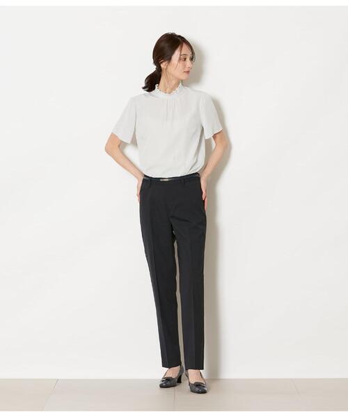 NEWYORKER（ニューヨーカー）の「【ウォッシャブル】ウールピンヘッド テーパードパンツ（スラックス・レディース・ブラウン/ネイビー/ダークグレー・11号/9号）」の9枚目の写真