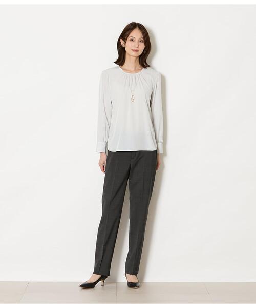 NEWYORKER（ニューヨーカー）の「【ウォッシャブル】ウールピンヘッド テーパードパンツ（スラックス・レディース・ブラウン/ネイビー/ダークグレー・11号/9号）」の17枚目の写真