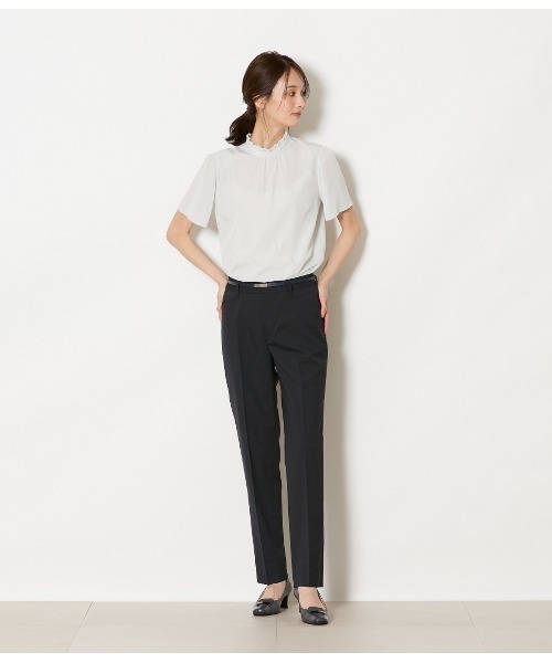 NEWYORKER（ニューヨーカー）の「【ウォッシャブル】ウールピンヘッド テーパードパンツ（スラックス・レディース・ブラウン/ネイビー/ダークグレー・11号/9号）」の17枚目の写真