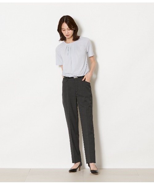 NEWYORKER（ニューヨーカー）の「【ウォッシャブル】ウールピンヘッド テーパードパンツ（スラックス・レディース・ブラウン/ネイビー/ダークグレー・11号/9号）」の21枚目の写真