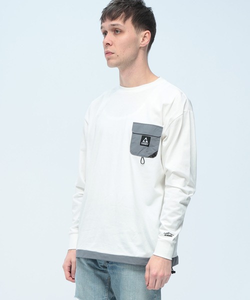 GERRY(ジェリー)の「GERRY (ジェリー) ナイロン胸ポケット 長袖 Tシャツ ロンT(Tシャツ/カットソー・メンズ・ホワイト/ブラック・LL/L/M)」の1枚目の写真