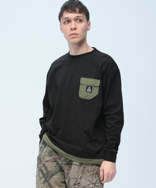 GERRY(ジェリー)の「GERRY (ジェリー) ナイロン胸ポケット 長袖 Tシャツ ロンT(Tシャツ/カットソー・メンズ・ホワイト/ブラック・LL/L/M)」の2枚目の写真