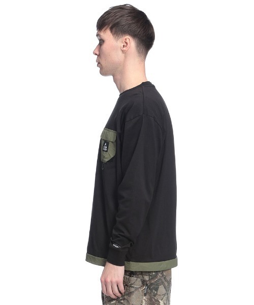 GERRY(ジェリー)の「GERRY (ジェリー) ナイロン胸ポケット 長袖 Tシャツ ロンT(Tシャツ/カットソー・メンズ・ホワイト/ブラック・LL/L/M)」の5枚目の写真