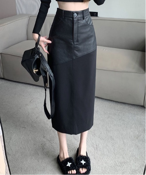 &soiree(アンドソワレ)の「レザー切り替えタイトスカート(スカート・レディース・ブラック・X-LARGE/LARGE/MEDIUM/SMALL)」の3枚目の写真