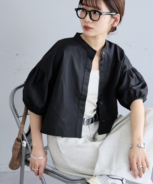 WEB限定】袖ボリュームハーフスリーブショートシャツ（シャツ/ブラウス