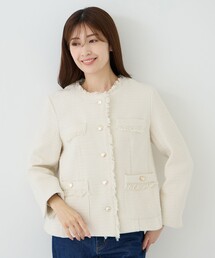 Jayro（ジャイロ）の「バックペプラムツィードジャケット（ノーカラージャケット）」