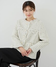 バックペプラムツィードジャケット