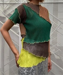 【ENCLOSURE】2way multicolor switching sheer blouse