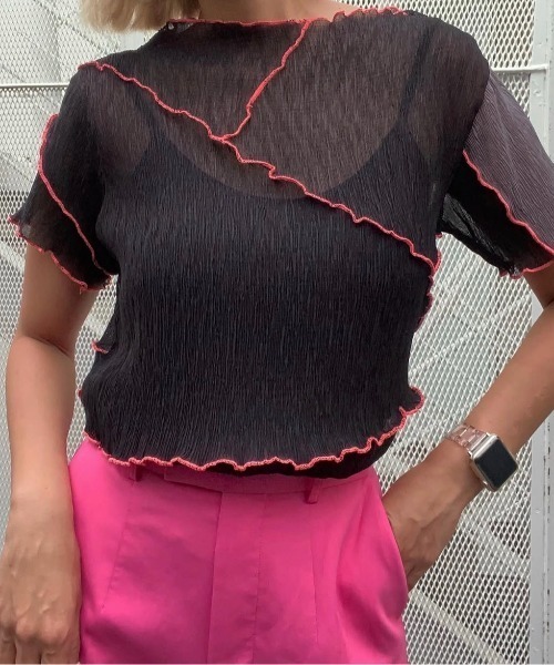 ENCLOSURE（エンクロージャー）の「【ENCLOSURE】2way multicolor switching sheer blouse（シャツ/ブラウス・レディース・グリーン系その他/レッド系その他/グレー系その他・FREE）」の14枚目の写真