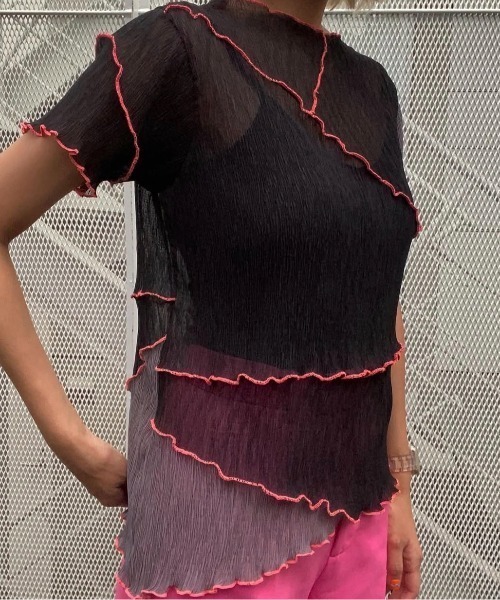 ENCLOSURE（エンクロージャー）の「【ENCLOSURE】2way multicolor switching sheer blouse（シャツ/ブラウス・レディース・グリーン系その他/レッド系その他/グレー系その他・FREE）」の15枚目の写真