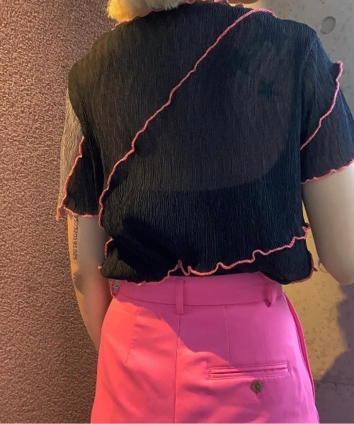 ENCLOSURE（エンクロージャー）の「【ENCLOSURE】2way multicolor switching sheer blouse（シャツ/ブラウス・レディース・グリーン系その他/レッド系その他/グレー系その他・FREE）」の16枚目の写真