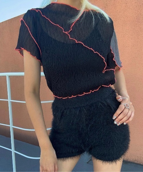 ENCLOSURE（エンクロージャー）の「【ENCLOSURE】2way multicolor switching sheer blouse（シャツ/ブラウス・レディース・グリーン系その他/レッド系その他/グレー系その他・FREE）」の17枚目の写真