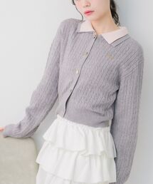 ems excite | 2枚襟ケーブルカーデ(ニット/セーター)