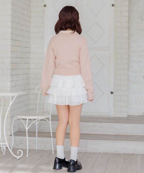 ems excite（エムズエキサイト）の「2枚襟ケーブルカーデ（ニット/セーター・レディース・ダークブルー/ダークグレー/ピンク・FREE）」の13枚目の写真