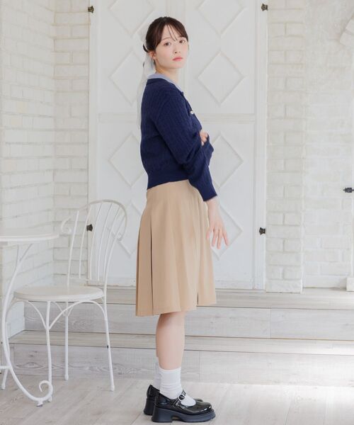 ems excite（エムズエキサイト）の「2枚襟ケーブルカーデ（ニット/セーター・レディース・ダークブルー/ダークグレー/ピンク・FREE）」の5枚目の写真