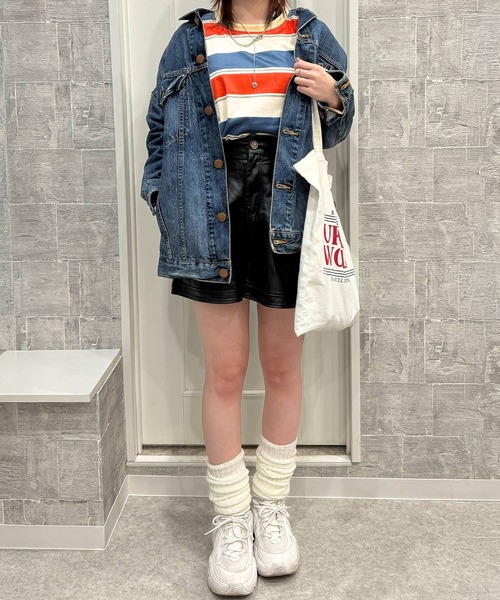 DiamondHearts(ダイヤモンドハーツ)の「【薄手Type】マルチボーダー ルーズフィットロンT(Tシャツ/カットソー・レディース・レッド/グレー・FREE)」の5枚目の写真