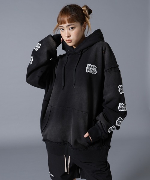 over print(オーバープリント)の「overprint/オーバープリント/PATCH Hoodie 7th Anniversary(パーカー・レディース・ブラック・M/L/XL)」の1枚目の写真