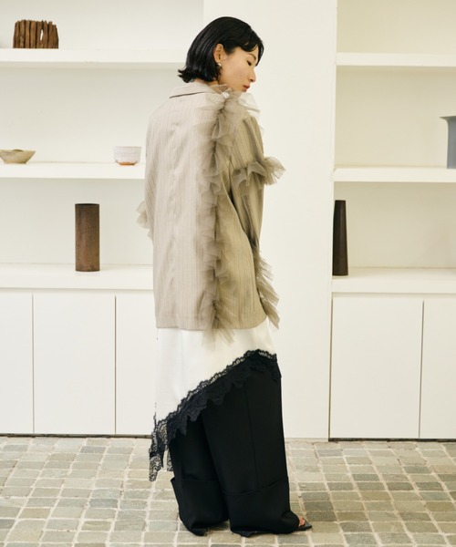 AIC.（エーアイシー）の「チュールデコレーションストライプジャケット（テーラードジャケット・レディース・ブラウン/ブラック/グレイッシュベージュ・FREE）」の17枚目の写真