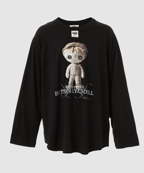 DAIRIKU（ダイリク）の「BUTTON EYE DOLL Raglan Tag Tour Tee（Tシャツ/カットソー・メンズ・ブラック/ホワイト・L/M）」の2枚目の写真
