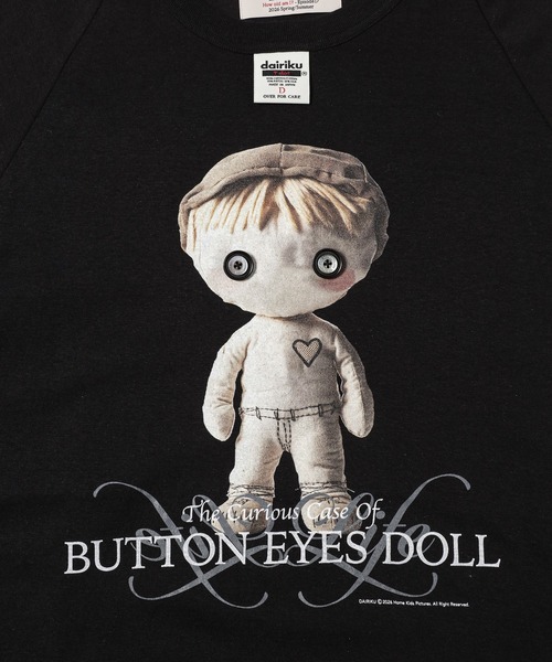 DAIRIKU（ダイリク）の「BUTTON EYE DOLL Raglan Tag Tour Tee（Tシャツ/カットソー・メンズ・ブラック/ホワイト・L/M）」の9枚目の写真