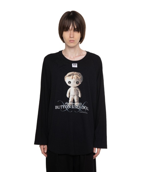 DAIRIKU（ダイリク）の「BUTTON EYE DOLL Raglan Tag Tour Tee（Tシャツ/カットソー・メンズ・ブラック/ホワイト・L/M）」の4枚目の写真