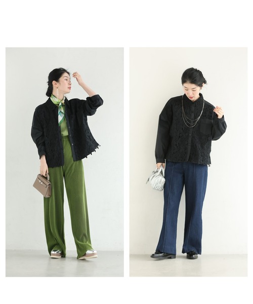 cawaii(カワイイ)の「裾が絞れるリーフレースシャツトップス(シャツ/ブラウス・レディース・ホワイト/ブラック・FREE)」の10枚目の写真